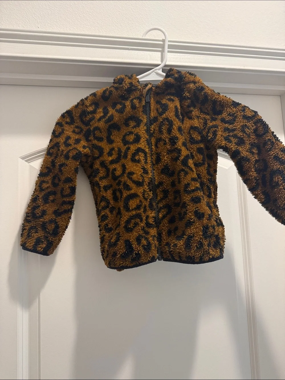 Old Navy Kids Leopard Print Fuzzy Jacket - Brown & Black